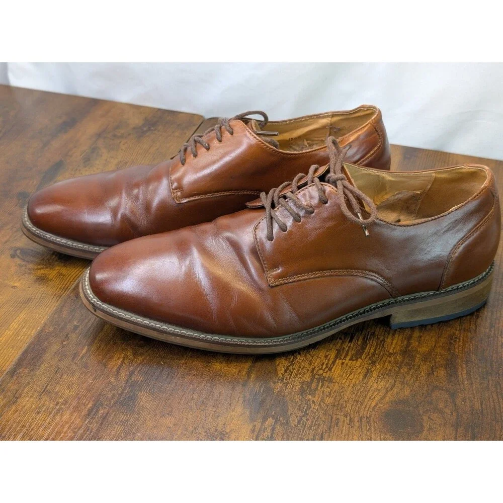 Joseph Abboud Mens Brown Leather Lace-Up Oxford Dress Shoes Size 10 1/2D